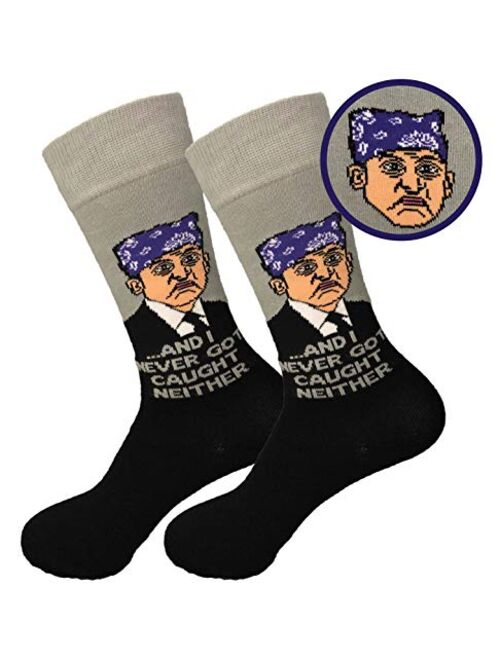 Balanced Co. Prison Mike Dress Socks Michael Scott Funny Socks Crazy Socks Casual Cotton Crew Socks