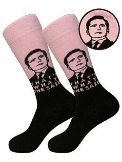 Balanced Co. That's What She Said Dress Socks Michael Scott Funny Socks Crazy Socks Casual Cotton Crew Socks