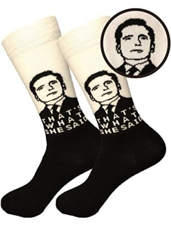 Balanced Co. That's What She Said Dress Socks Michael Scott Funny Socks Crazy Socks Casual Cotton Crew Socks