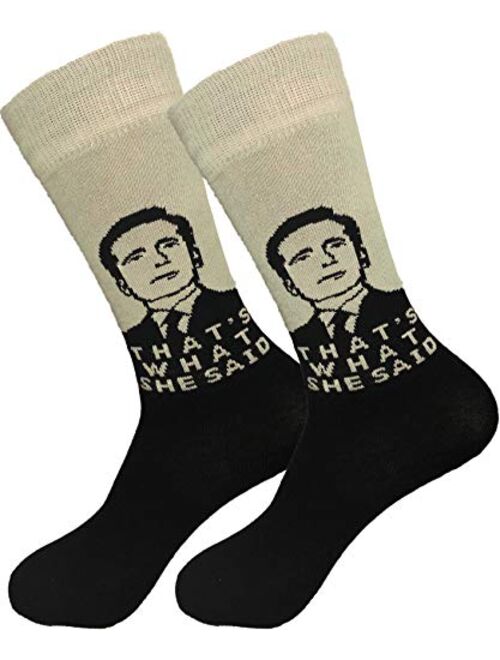 Balanced Co. That's What She Said Dress Socks Michael Scott Funny Socks Crazy Socks Casual Cotton Crew Socks