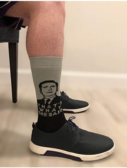 Balanced Co. That's What She Said Dress Socks Michael Scott Funny Socks Crazy Socks Casual Cotton Crew Socks