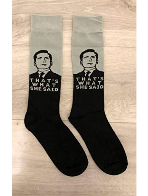 Balanced Co. That's What She Said Dress Socks Michael Scott Funny Socks Crazy Socks Casual Cotton Crew Socks