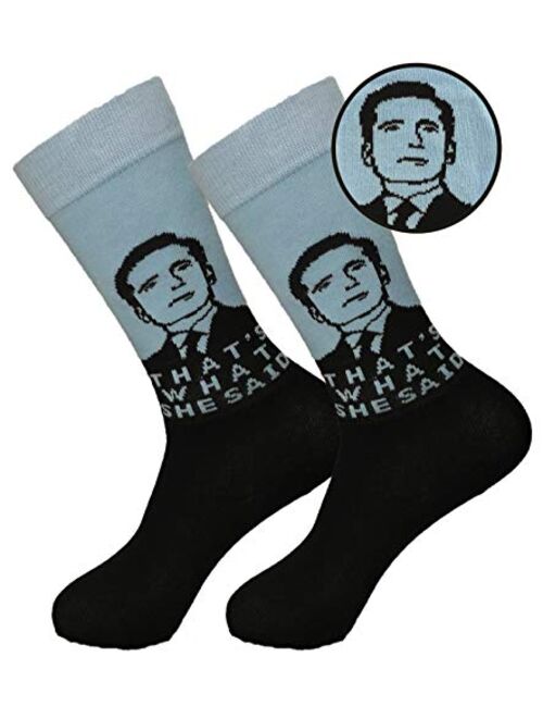 Balanced Co. That's What She Said Dress Socks Michael Scott Funny Socks Crazy Socks Casual Cotton Crew Socks