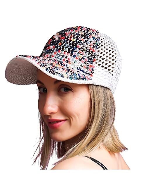 RITUMO Bling Baseball Hats for Women Fashionable Adjustable Baseball Cap for Ladies with Rhinestone Studded Breathable