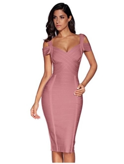 meilun Women's Off Shoulder V Neck Bandage Clubwear Party Bodycon Dress