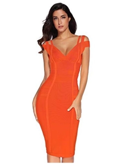 meilun Women's Off Shoulder V Neck Bandage Clubwear Party Bodycon Dress