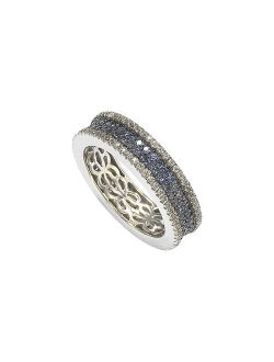 Suzy Levian Blue Sapphire & Diamond Accent Pave Eternity Band