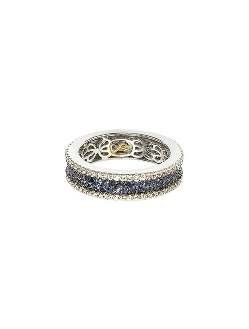 Suzy Levian Blue Sapphire & Diamond Accent Pave Eternity Band