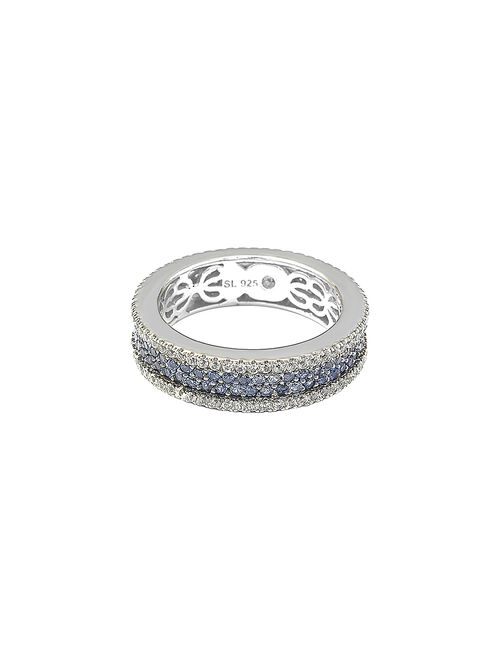 Suzy Levian Blue Sapphire & Diamond Accent Pave Eternity Band