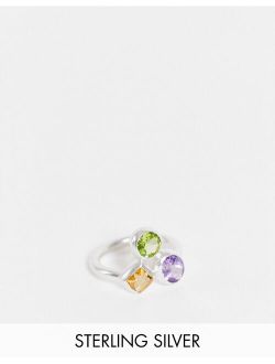 People Tree cluster ring with semi precious stones in silver