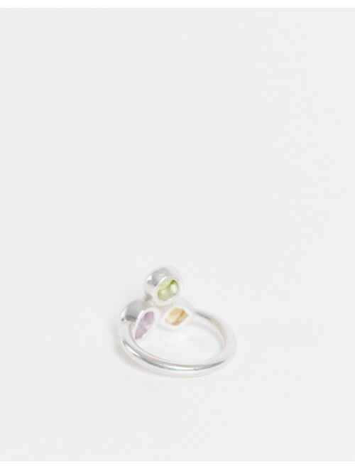 People Tree cluster ring with semi precious stones in silver