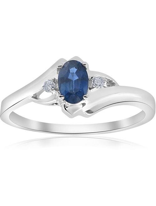 Pompeii3 1/2ct Oval Blue Sapphire Diamond Ring 14K White Gold