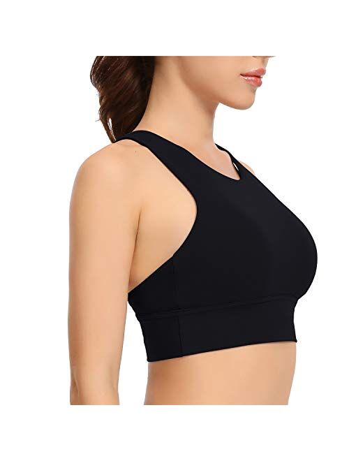 Lemedy Women Strappy Sports Bras Padded Medium Support Yoga Workout Tank Top