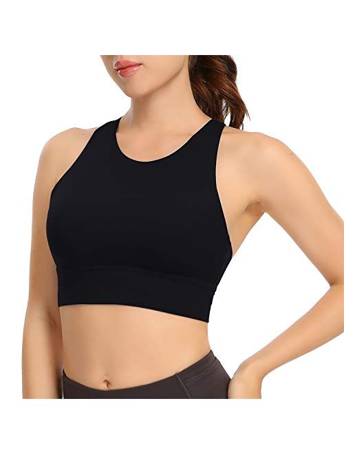 Lemedy Women Strappy Sports Bras Padded Medium Support Yoga Workout Tank Top