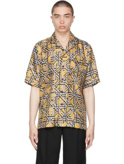 Yellow Silk Logo & Vintage Check Short Sleeve Shirt