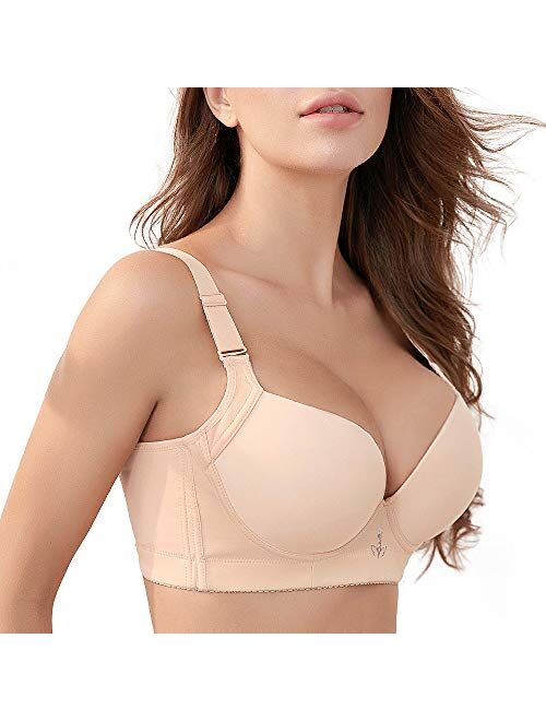 FallSweet Padded T Shirt Bras for Women Push Up Comfort Underwire Brassiere 34A to 44C