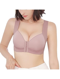 Front Close Bra for Women Push Up Wirefree Bra Seamless No Dig Comfort Brassiere