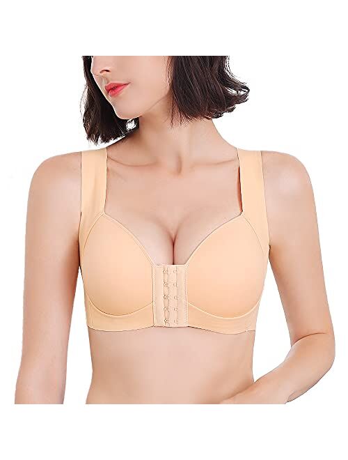 FallSweet Plus Size Lace Bra C Cup Wide Back Push Up Brassiere for Women