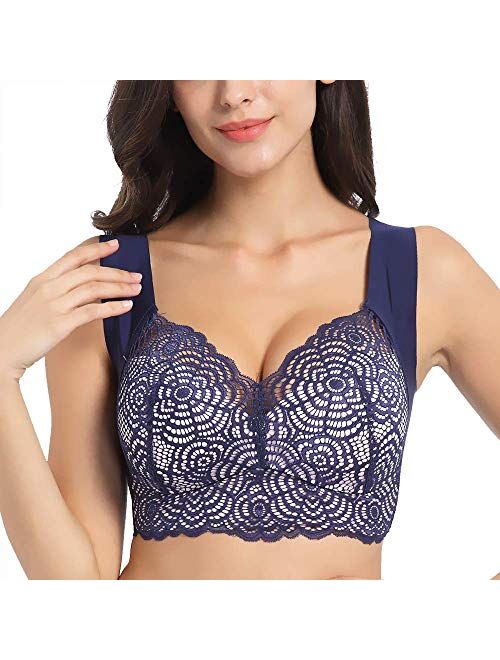 FallSweet Seamless Bras for Women Comfort Sleep Bra Bralette Lace Tank Top Brassiere Wireless Bras S to XXXL