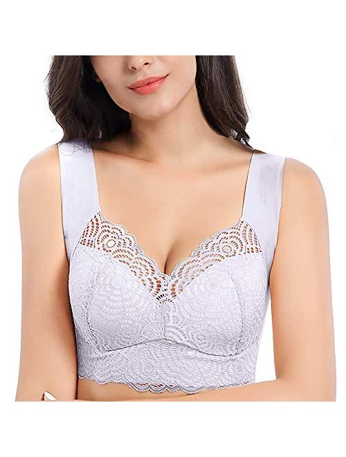 FallSweet Seamless Bras for Women Comfort Sleep Bra Bralette Lace Tank Top Brassiere Wireless Bras S to XXXL