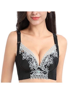 Longline Push Up Bras No Wire Embroidery Lace Brassiere 32A to 40C