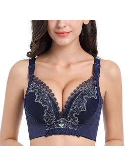 Longline Push Up Bras No Wire Embroidery Lace Brassiere 32A to 40C