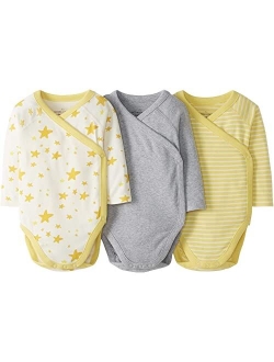 Moon and Back by Hanna Andersson 3-Pack Long Sleeve Side Snap Bodysuit (Infant)