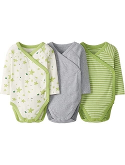 Moon and Back by Hanna Andersson 3-Pack Long Sleeve Side Snap Bodysuit (Infant)