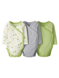 Moon and Back by Hanna Andersson 3-Pack Long Sleeve Side Snap Bodysuit (Infant)