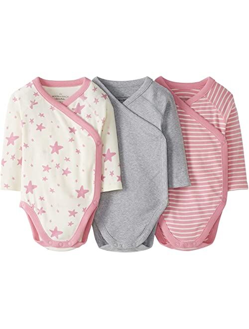 Moon and Back by Hanna Andersson 3-Pack Long Sleeve Side Snap Bodysuit (Infant)