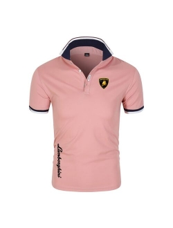 Summer new Lamborghini men's Polo shirt British breathable brand large size printing fashion men's Harajuku stitching lapel casu