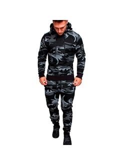 Mens New Sets Camouflage Autumn Running Casual Jogger Tracksuit Men Sweatshirt Sports Set Gym Zipper Slim Fit Male Sport Suit