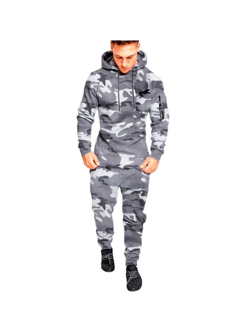 Mens New Sets Camouflage Autumn Running Casual Jogger Tracksuit Men Sweatshirt Sports Set Gym Zipper Slim Fit Male Sport Suit