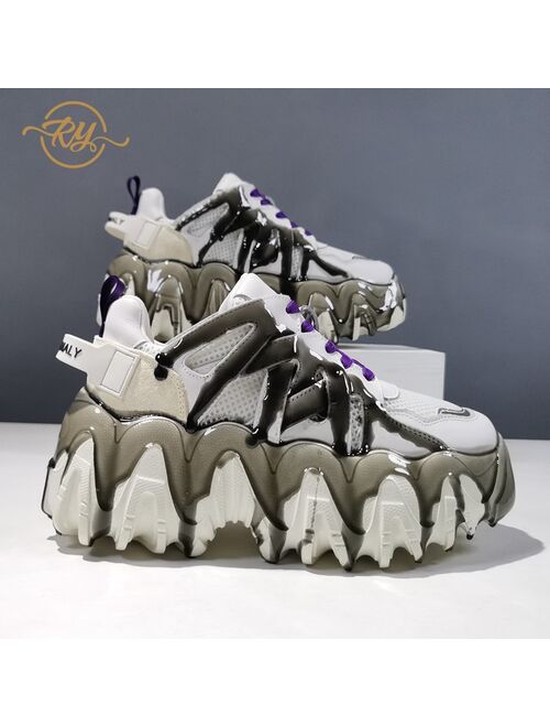 RY-RELAA Europe station women shoes wedge sneakers 2020 fashion New autumn Genuine Leather  white sneakers ins luxury shoes tide