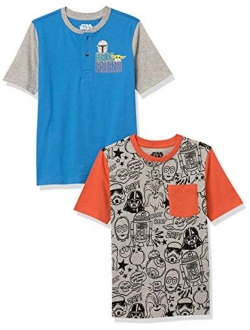 Amazon Brand - Spotted Zebra Boys' Disney Star Wars Marvel Short-Sleeve Henley T-Shirts