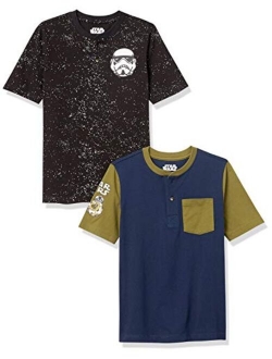 Amazon Brand - Spotted Zebra Boys' Disney Star Wars Marvel Short-Sleeve Henley T-Shirts