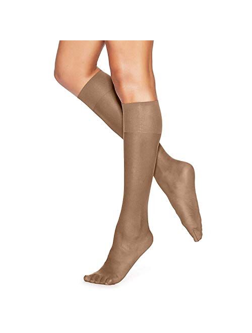 Hanes Womens Silk Reflections Knee Highs Sheer Toe 6-Pack