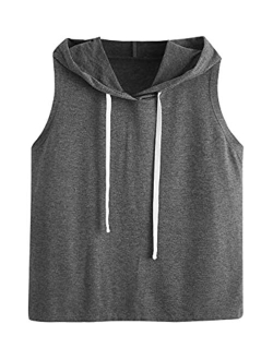 Women's Summer Sleeveless Hooded Tank Top T-Shirt for Athletic Exercise Relaxed Breathable