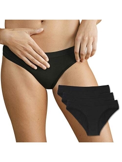 Cora Period Underwear for Women | Bikini Style, Powerfully Absorbent, Leak Proof Menstrual Panties | Ultra-Soft, Comfortable, Breathable Cotton | Black (Extra Small, 1 Pa