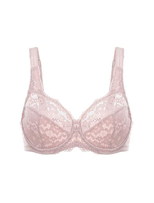 DELIMIRA Women's Full Coverage Non Padded Underwire Lace Bra