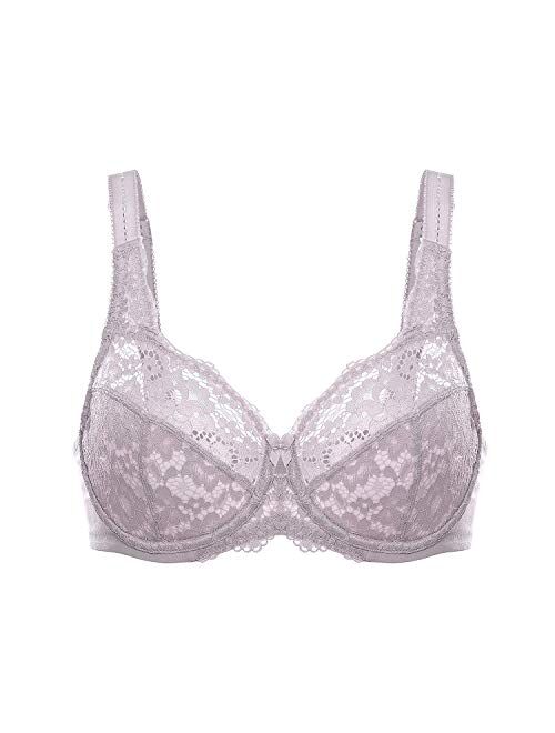 DELIMIRA Women's Full Coverage Non Padded Underwire Lace Bra