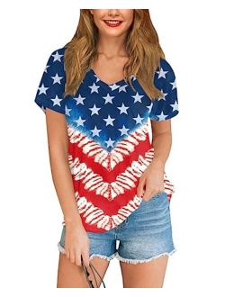 For G and PL Women's July 4th American Flag T-Shirts