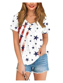 For G and PL Women's July 4th American Flag T-Shirts