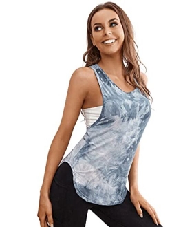 Women's Workout Yoga Tops Sheer Mesh Gym Exercise Shirts Flowy Tank Top