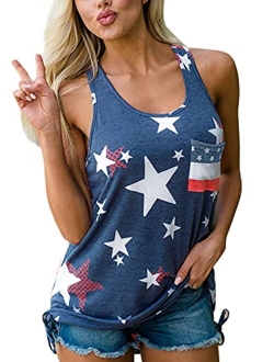 For G and PL Women's July 4th American Flag Sleeveless Tank Top with Pocket