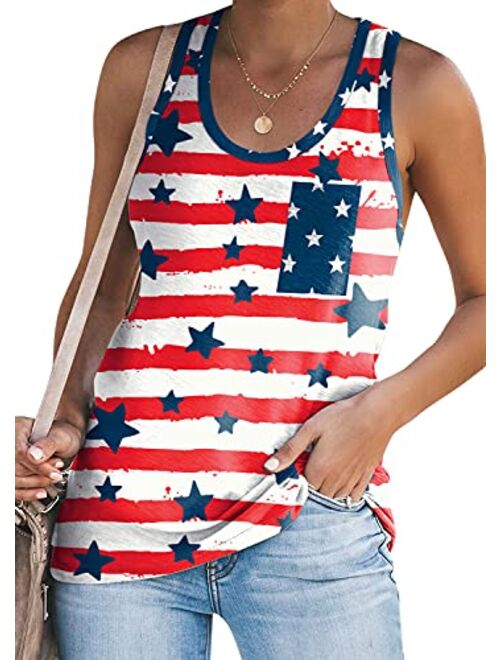 For G and PL Women's July 4th American Flag Sleeveless Tank Top with Pocket