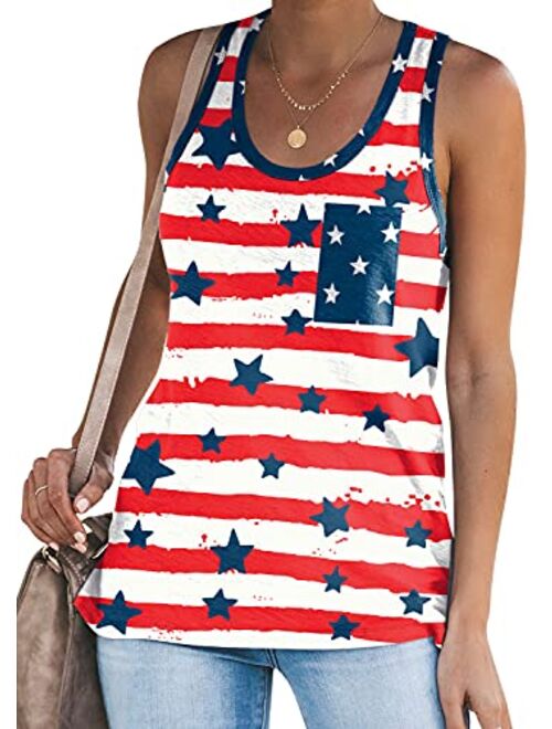 For G and PL Women's July 4th American Flag Sleeveless Tank Top with Pocket