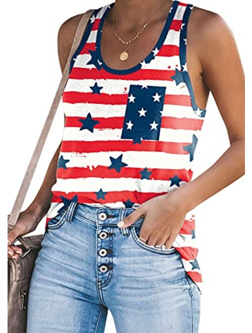 For G and PL Women's July 4th American Flag Sleeveless Tank Top with Pocket