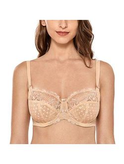 Women's Lace Full Coverage Underwire Non Padded Support Bra Plus Size