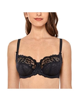 Women's Lace Full Coverage Underwire Non Padded Support Bra Plus Size